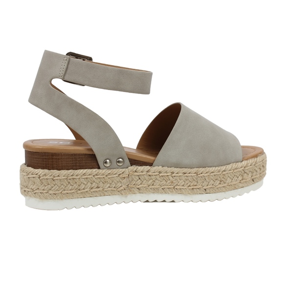 Size 5.5 Grey Open Toe Halter Ankle Strap Espadrille - Picture 3 of 5